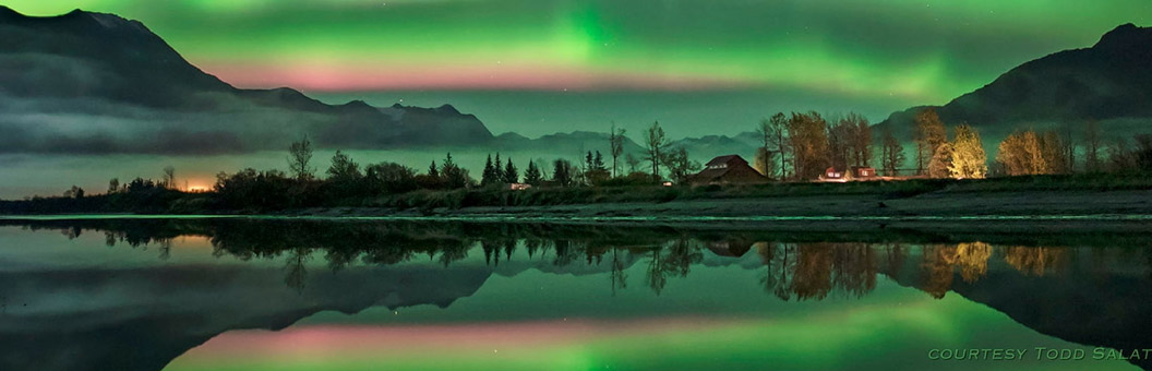 green backdrop aurora borealis Anchorage Alaska