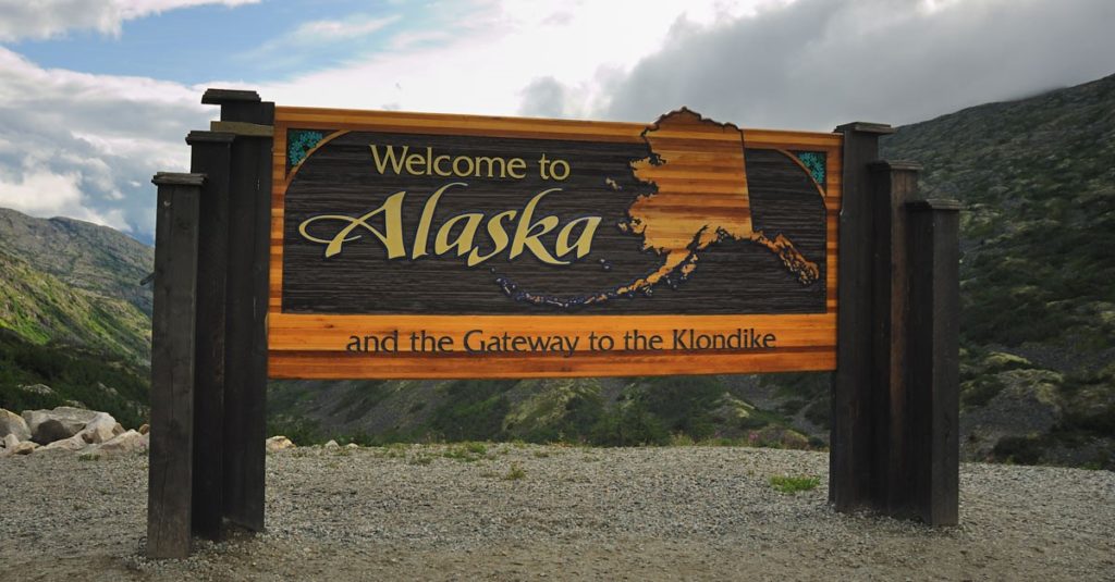 Sign that says welcome to Alaska